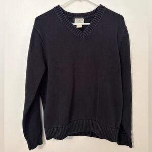 Vintage 100% Cotton L.L. Bean Black Classic V-Neck Sweater